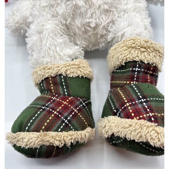 2011 Hugfun Int’l White/Green Teddy Bear Winter Hat Boots Scarf Plaid Holiday - Picture 12 of 16